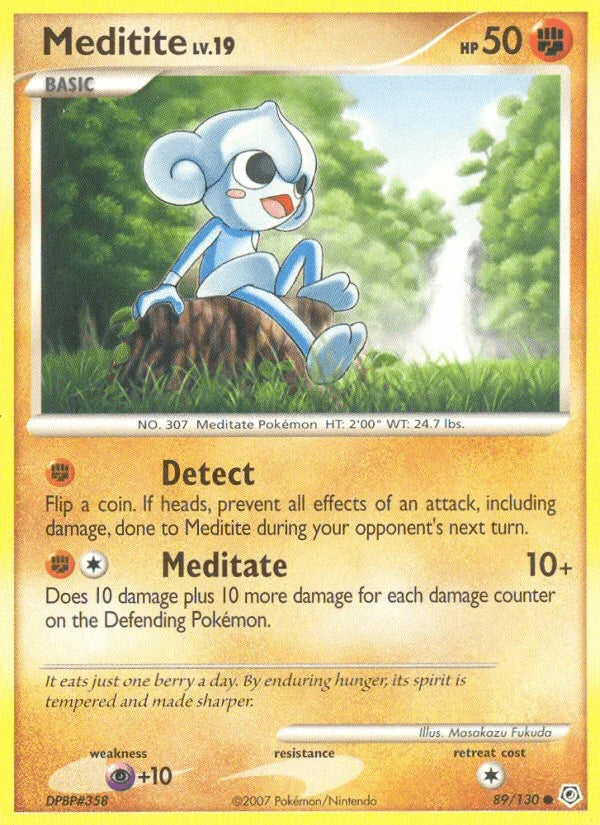 89, Common, Diamond & Pearl: Base Set, Fighting, Normal, Psychic[+10], Reverse Holofoil Meditite (89/130) [Diamond & Pearl: Base Set] - Trading Card World