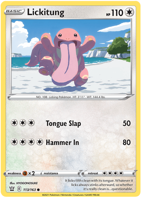 113, Colorless, Common, Fighting [x2], Normal, Reverse Holofoil, Sword & Shield: Battle Styles Lickitung (113/163) [Sword & Shield: Battle Styles] - Trading Card World