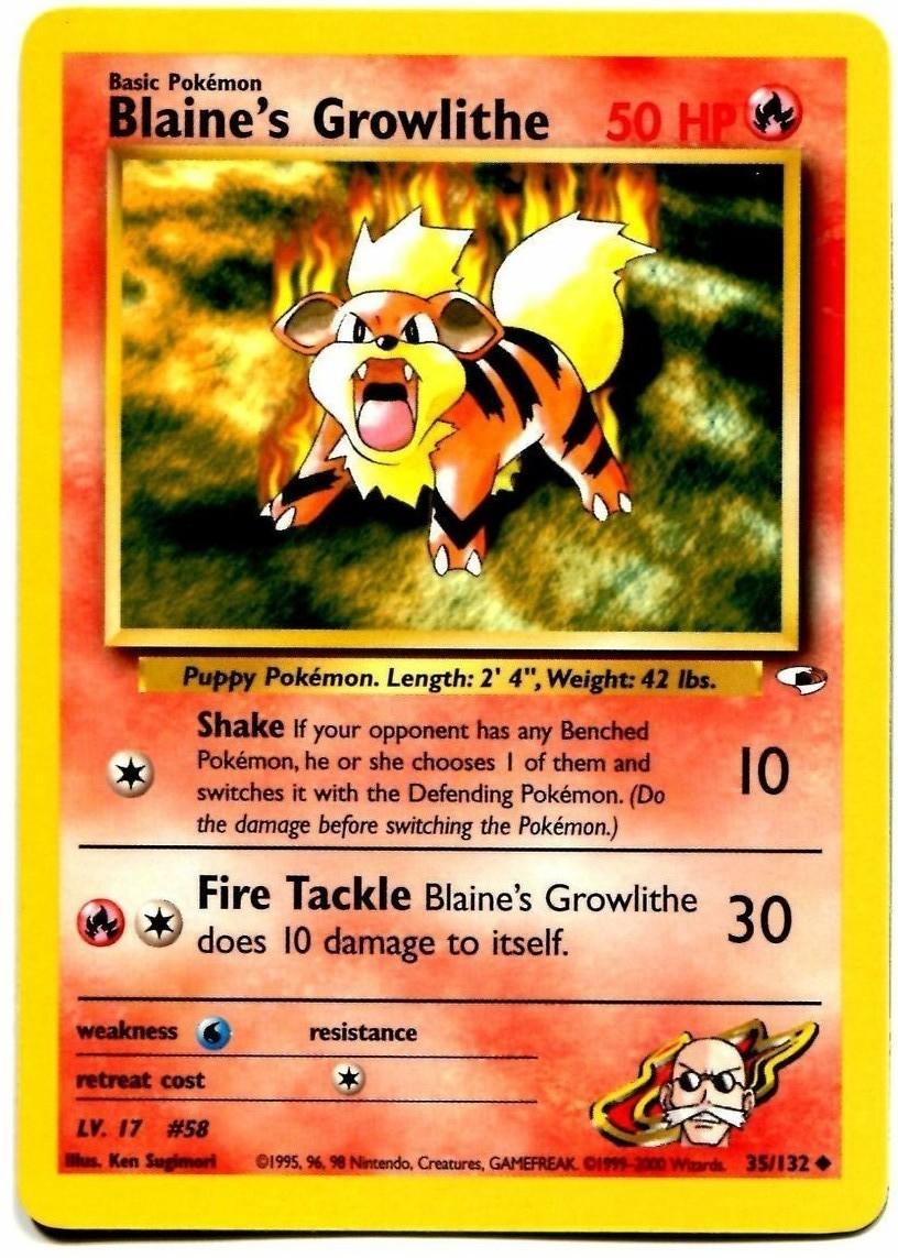 35, Fire, Gym Heroes Unlimited, Normal, Uncommon, Water[×2] Blaine's Growlithe (35/132) [Gym Heroes Unlimited] - Trading Card World