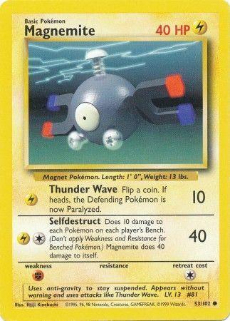 53, Base Set Unlimited, Common, Fighting[×2], Lightning, Normal Magnemite (53/102) [Base Set Unlimited] - Trading Card World