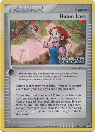 92, EX: Delta Species, Reverse Holofoil, Supporter, Uncommon Holon Lass (92/113) (Stamped) [EX: Delta Species] - Trading Card World