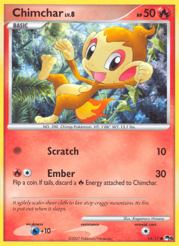 14, Common, Fire, Holofoil, Normal, POP Series 6, Water[+10] Chimchar (14/17) [POP Series 6] - Trading Card World