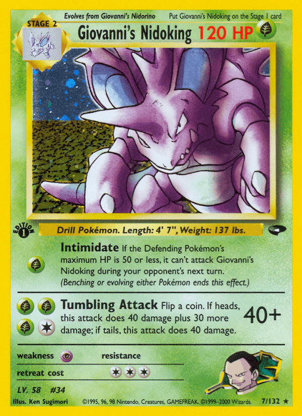 1st Edition Holofoil, Grass, Gym Challenge 1st Edition, Holo Rare, Psychic[×2] Giovanni's Nidoking (7/132) [Gym Challenge 1st Edition] - Trading Card World