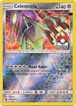 100, Fighting[-20], Lightning[×2], Metal, Promo, Reverse Holofoil, Sun & Moon: Celestial Storm Celesteela (100/168) (League Promo) [Sun & Moon: Celestial Storm] - Trading Card World