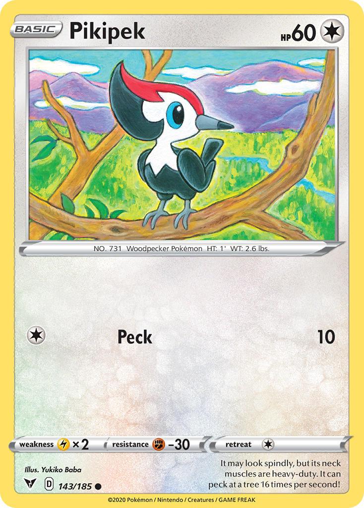143, Colorless, Common, Fighting[-30], Lightning[×2], Normal, Reverse Holofoil, Sword & Shield: Vivid Voltage Pikipek (143/185) [Sword & Shield: Vivid Voltage] - Trading Card World