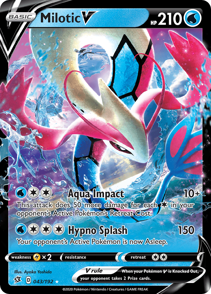 043, Holofoil, Lightning[×2], Sword & Shield: Rebel Clash, Ultra Rare, Water Milotic V (043/192) [Sword & Shield: Rebel Clash] - Trading Card World