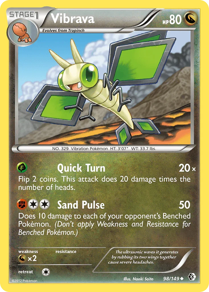 98, Black & White: Boundaries Crossed, Dragon, Dragon[×2], Normal, Reverse Holofoil, Uncommon Vibrava (98/149) [Black & White: Boundaries Crossed] - Trading Card World
