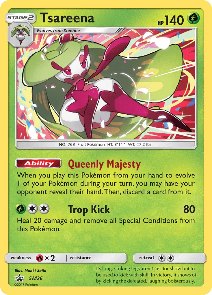 Black Star Promo, Fire[×2], Grass, Holofoil, SM26, Sun & Moon: Black Star Promos Tsareena (SM26) [Sun & Moon: Black Star Promos] - Trading Card World