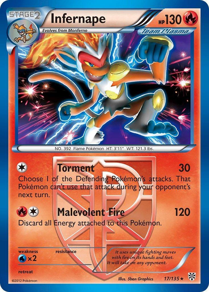 17, Black & White: Plasma Storm, Fire, Normal, Rare, Water[×2] Infernape (17/135) (Theme Deck Exclusive) [Black & White: Plasma Storm] - Trading Card World