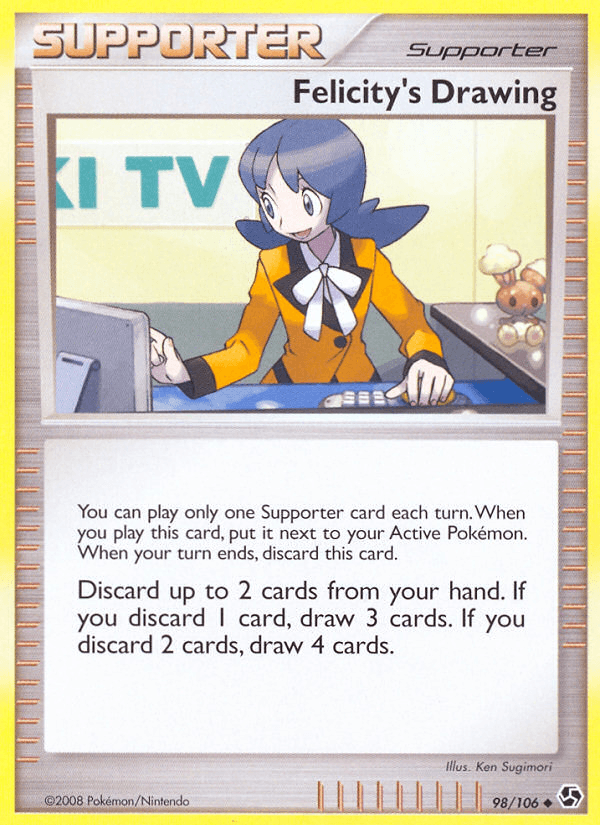 98, Diamond & Pearl: Great Encounters, Normal, Reverse Holofoil, Supporter, Uncommon Felicity's Drawing (98/106) [Diamond & Pearl: Great Encounters] - Trading Card World