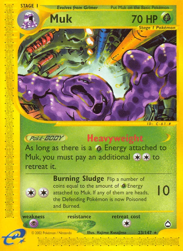 23, Aquapolis, Grass, Normal, Psychic[×2], Rare, Reverse Holofoil Muk (23/147) [Aquapolis] - Trading Card World