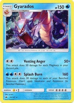 33, Holo Rare, Holofoil, Lightning[×2], Sun & Moon: Burning Shadows, Water Gyarados (33/147) (Cosmos Holo) [Sun & Moon: Burning Shadows] - Trading Card World