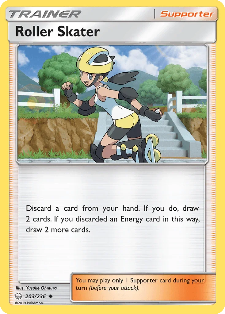 203, Normal, Reverse Holofoil, Sun & Moon: Cosmic Eclipse, Supporter, Uncommon Roller Skater (203/236) [Sun & Moon: Cosmic Eclipse] - Trading Card World