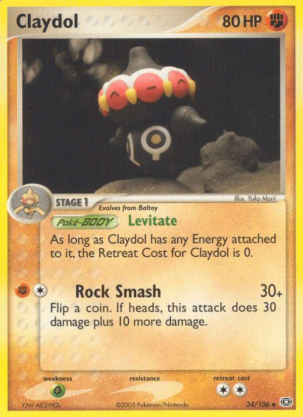 24, EX: Emerald, Fighting, Grass[×2], Normal, Uncommon Claydol (24/106) [EX: Emerald] - Trading Card World