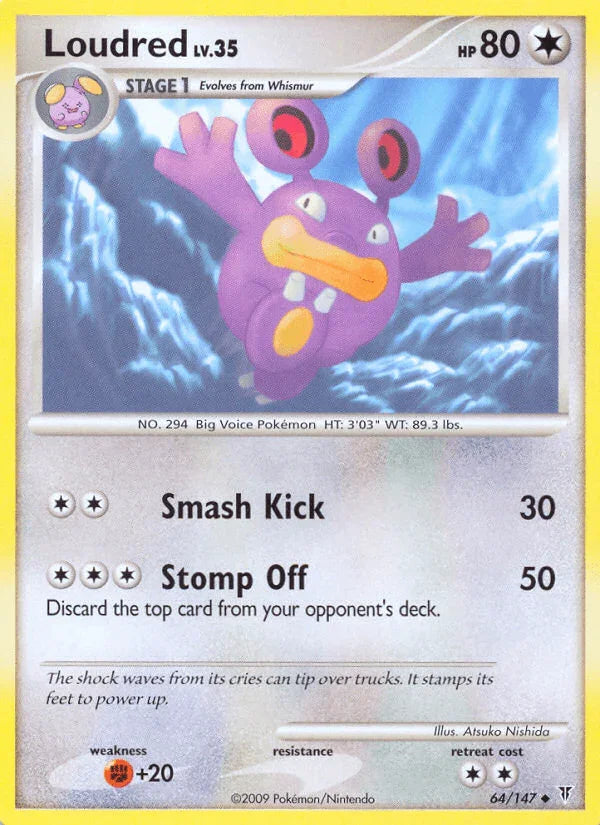 64, Colorless, Fighting[+20], Normal, Platinum: Supreme Victors, Reverse Holofoil, Uncommon Loudred (64/147) [Platinum: Supreme Victors] - Trading Card World