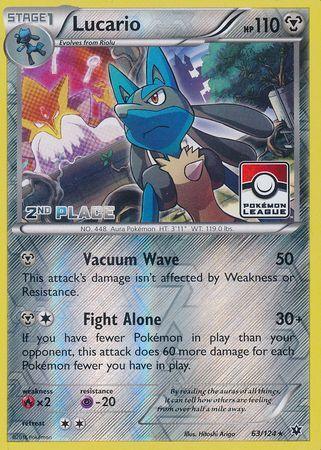 63, Fire[×2], Metal, Promo, Psychic[-20], Reverse Holofoil, XY: Fates Collide Lucario (63/124) (League Promo 2nd Place) [XY: Fates Collide] - Trading Card World