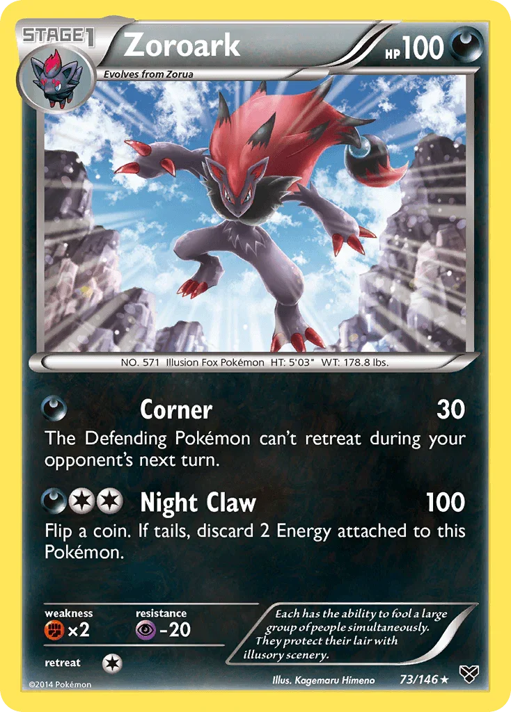 73, Darkness, Fighting[×2], Holo Rare, Holofoil, Psychic[-20], Reverse Holofoil, XY: Base Set Zoroark (73/146) [XY: Base Set] - Trading Card World