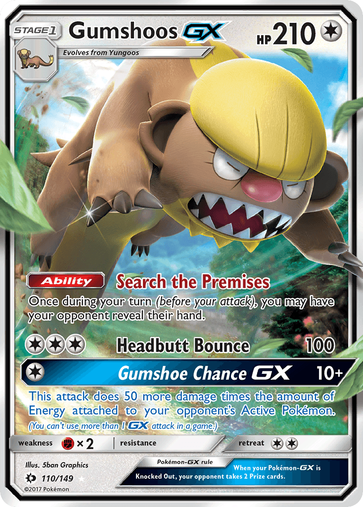 110, Colorless, Fighting[×2], Holofoil, Sun & Moon: Base Set, Ultra Rare Gumshoos GX (110/149) [Sun & Moon: Base Set] - Trading Card World