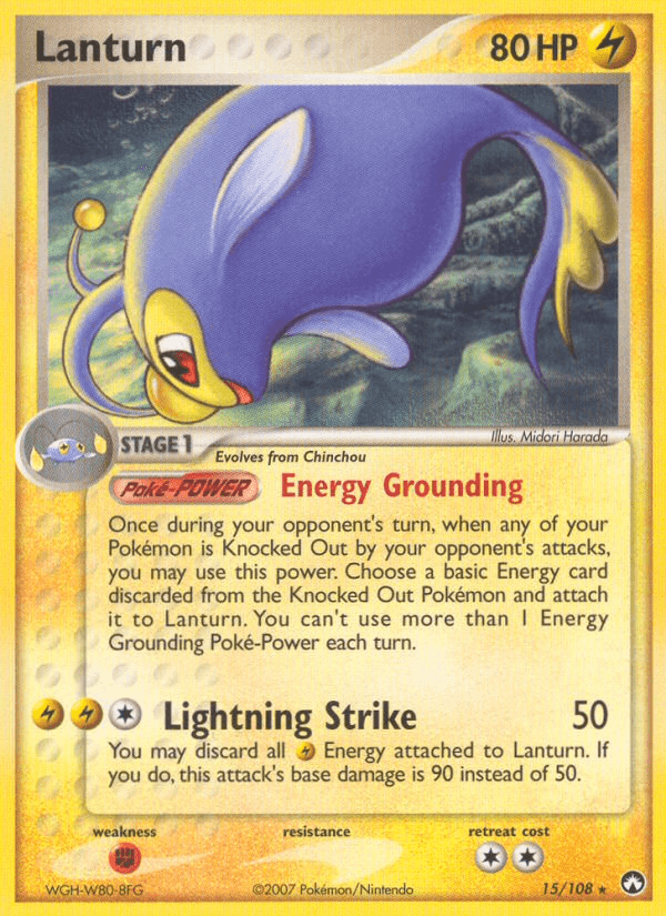 15, EX: Power Keepers, Fighting[×2], Lightning, Normal, Rare Lanturn (15/108) [EX: Power Keepers] - Trading Card World