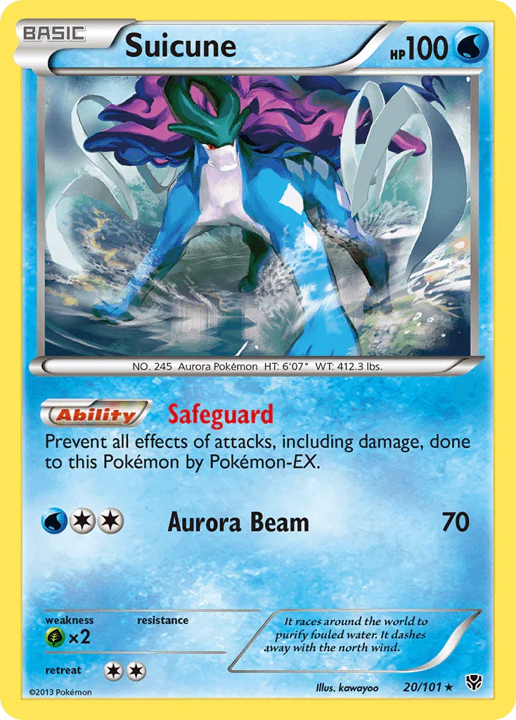 20, Black & White: Plasma Blast, Grass[×2], Normal, Rare, Reverse Holofoil, Water Suicune (20/101) [Black & White: Plasma Blast] - Trading Card World