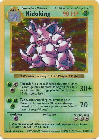 11, Base Set Shadowless Unlimited, Grass, Holo Rare, Holofoil, Psychic[×2] Nidoking (11/102) [Base Set Shadowless Unlimited] - Trading Card World