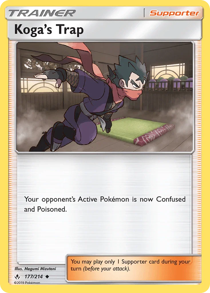177, Normal, Reverse Holofoil, Sun & Moon: Unbroken Bonds, Supporter, Uncommon Koga's Trap (177/214) [Sun & Moon: Unbroken Bonds] - Trading Card World