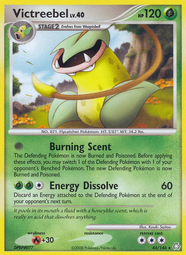 44, Diamond & Pearl: Legends Awakened, Fire[+30], Grass, Normal, Rare, Reverse Holofoil Victreebel (44/146) [Diamond & Pearl: Legends Awakened] - Trading Card World