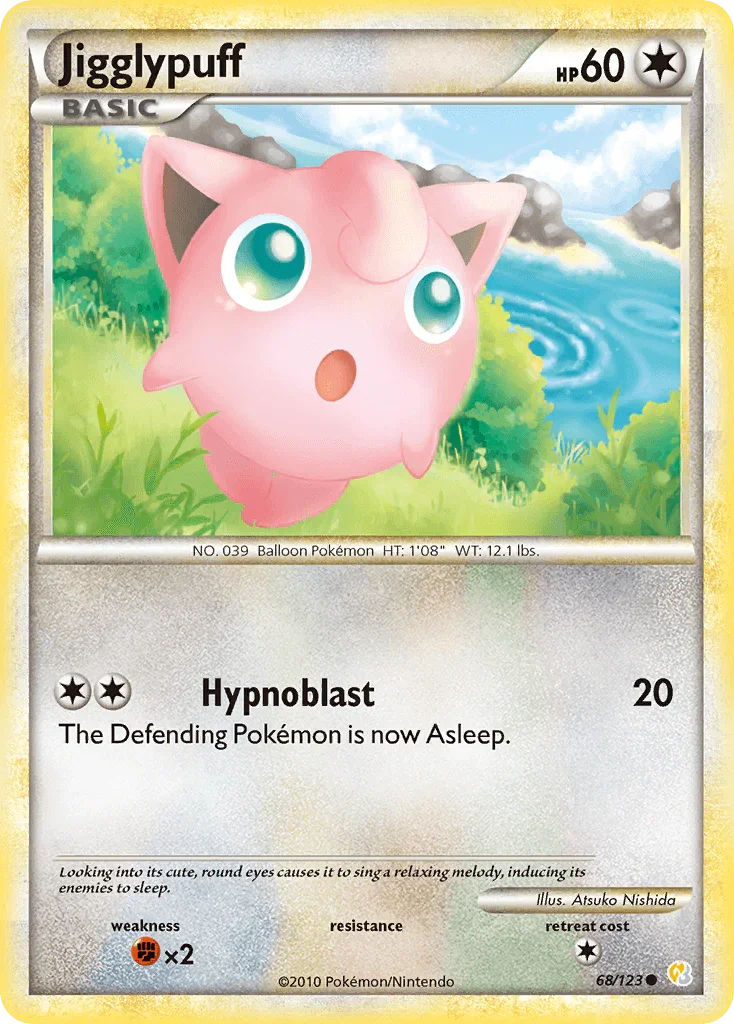 68, Colorless, Common, Fighting[×2], HeartGold & SoulSilver: Base Set, Normal, Reverse Holofoil Jigglypuff (68/123) [HeartGold & SoulSilver: Base Set] - Trading Card World