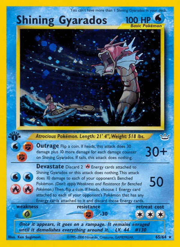 1st Edition Holofoil, 65, Fighting[-30], Grass[×2], Neo Revelation 1st Edition, Secret Rare, Water Shining Gyarados (65/64) [Neo Revelation 1st Edition] - Trading Card World