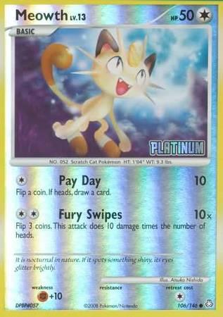 106, Burger King Promos: 2009 Collection, Colorless, Fighting[+10], Promo, Reverse Holofoil Meowth (106/146) [Burger King Promos: 2009 Collection] - Trading Card World
