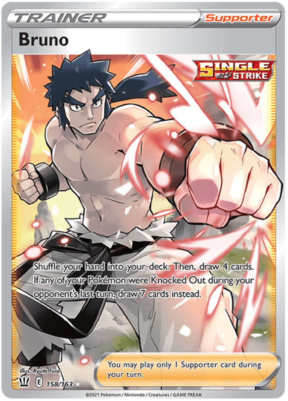 158, Holofoil, Supporter, Sword & Shield: Battle Styles, Ultra Rare Bruno (158/163) [Sword & Shield: Battle Styles] - Trading Card World