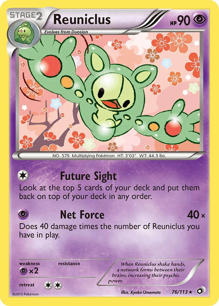 76, Black & White: Legendary Treasures, Normal, Psychic, Psychic[×2], Rare, Reverse Holofoil Reuniclus (76/113) [Black & White: Legendary Treasures] - Trading Card World