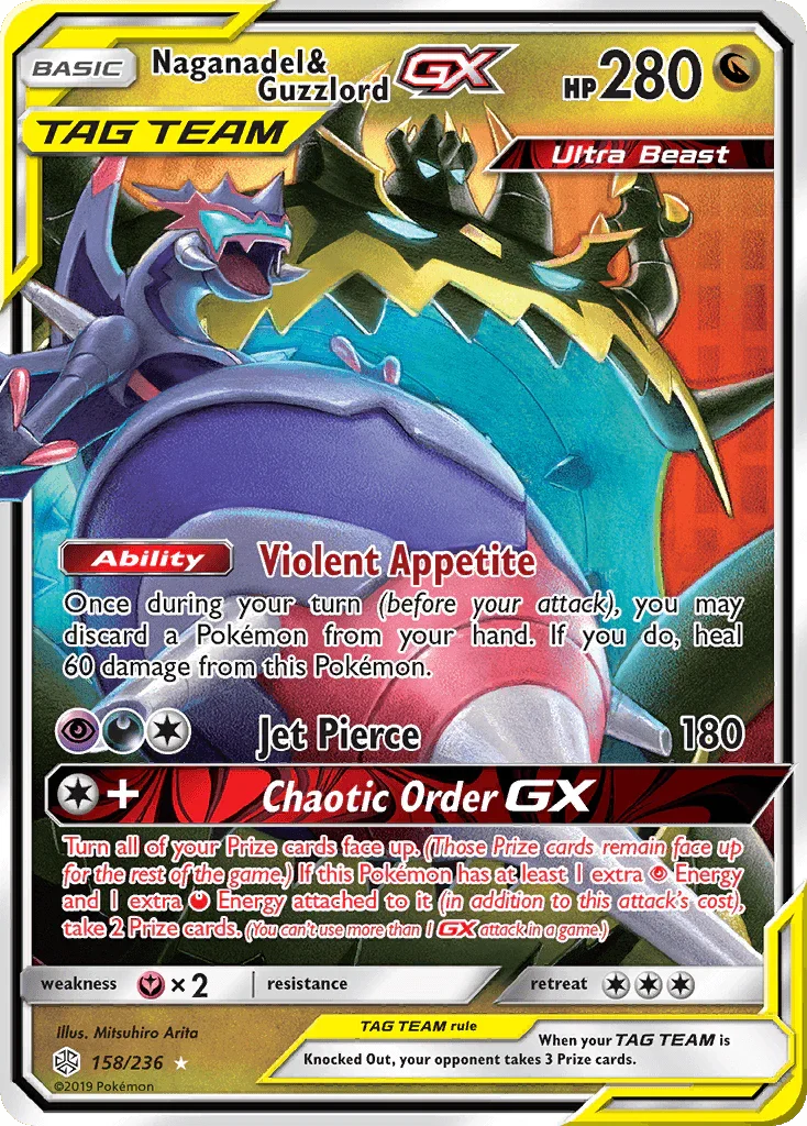 158, Dragon, Fairy[×2], Holofoil, Sun & Moon: Cosmic Eclipse, Ultra Rare Naganadel & Guzzlord GX (158/236) [Sun & Moon: Cosmic Eclipse] - Trading Card World