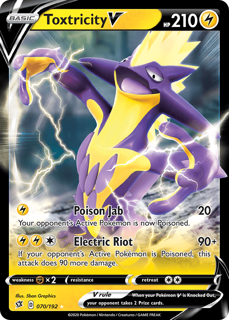 070, Fighting[×2], Holofoil, Lightning, Sword & Shield: Rebel Clash, Ultra Rare Toxtricity V (070/192) [Sword & Shield: Rebel Clash] - Trading Card World