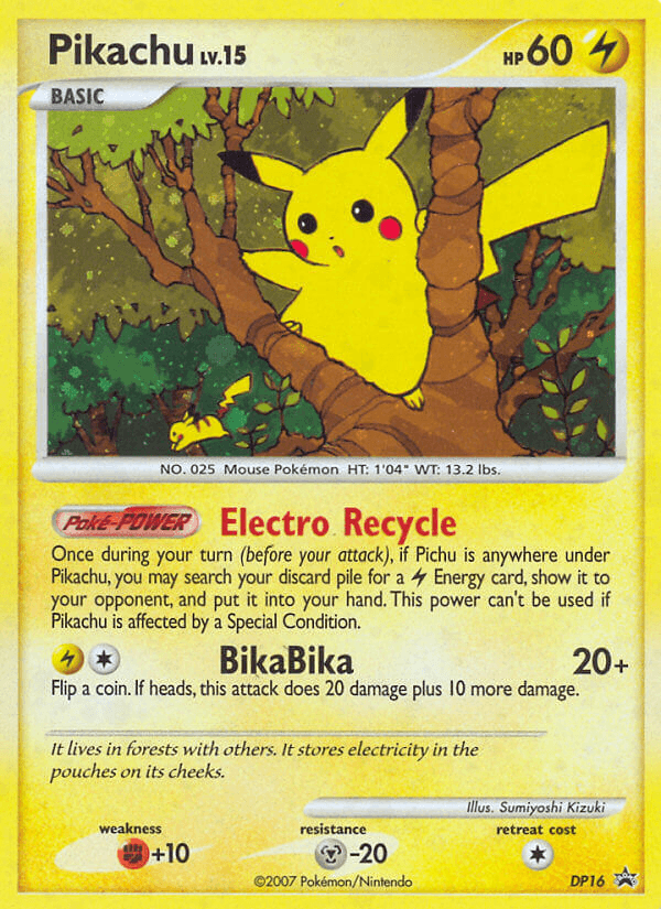 Black Star Promo, Diamond & Pearl: Black Star Promos, DP16, Fighting[+10], Holofoil, Lightning, Metal[-20] Pikachu (DP16) [Diamond & Pearl: Black Star Promos] - Trading Card World