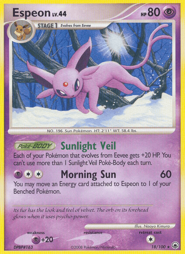 18, Diamond & Pearl: Majestic Dawn, Normal, Psychic, Psychic[+20], Rare, Reverse Holofoil Espeon (18/100) [Diamond & Pearl: Majestic Dawn] - Trading Card World