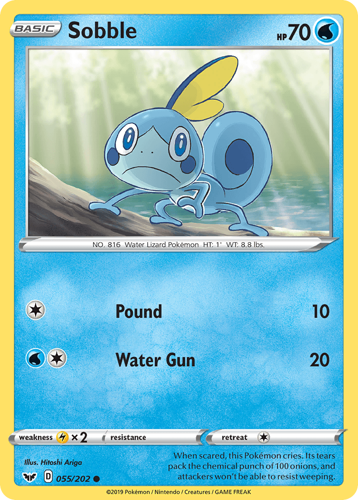 055, Common, Lightning[×2], Normal, Reverse Holofoil, Sword & Shield: Base Set, Water Sobble (055/202) [Sword & Shield: Base Set] - Trading Card World