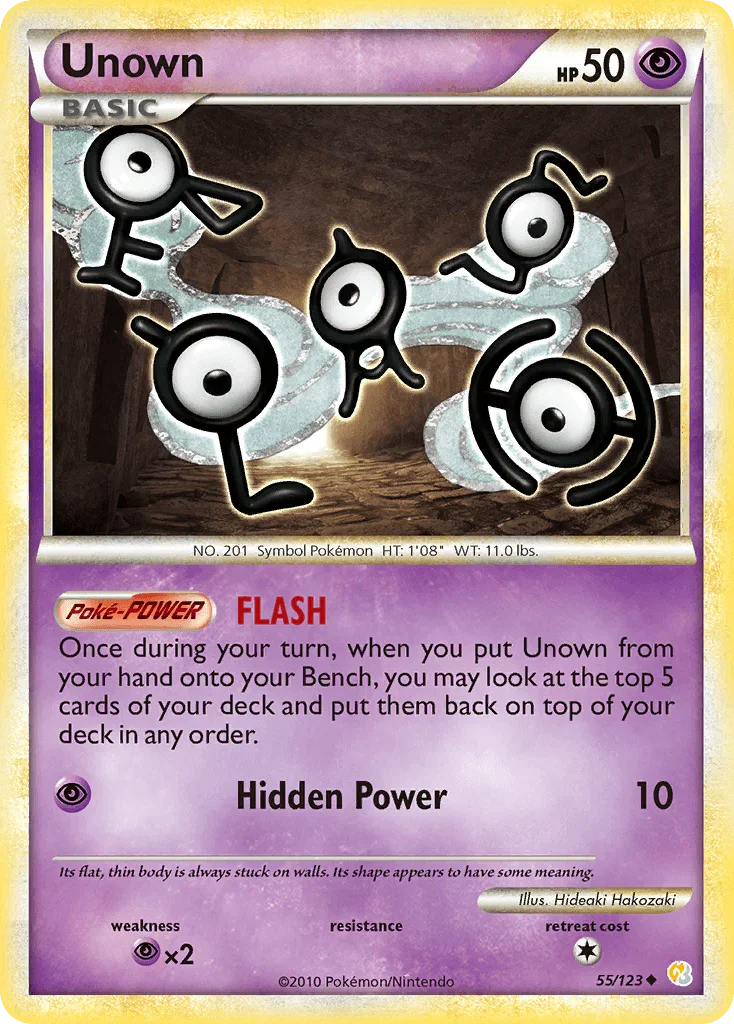 55, HeartGold & SoulSilver: Base Set, Normal, Psychic, Psychic[×2], Reverse Holofoil, Uncommon Unown (55/123) [HeartGold & SoulSilver: Base Set] - Trading Card World