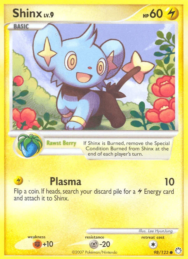 98, Common, Diamond & Pearl: Mysterious Treasures, Fighting[+10], Lightning, Metal[-20], Normal, Reverse Holofoil Shinx (98/123) [Diamond & Pearl: Mysterious Treasures] - Trading Card World