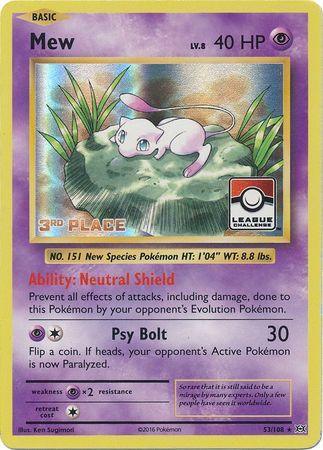 53, Holofoil, Promo, Psychic, Psychic[×2], XY: Evolutions Mew (53/108) (League Promo 3rd Place) [XY: Evolutions] - Trading Card World