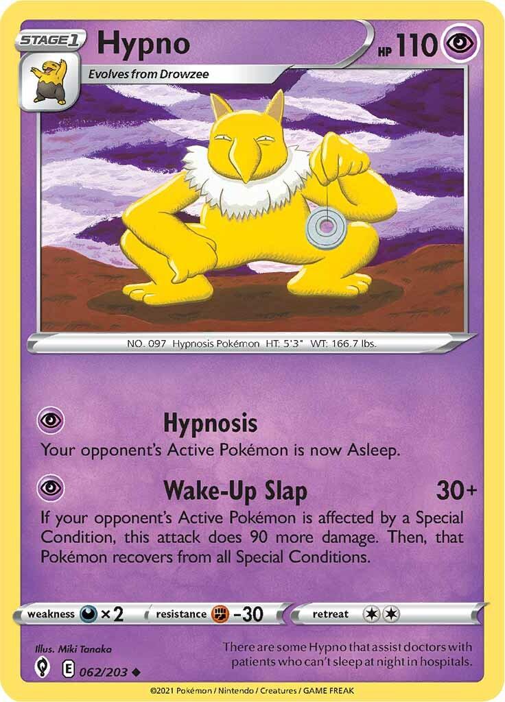 062, Darkness [x2], Fighting [-30], Normal, Psychic, Reverse Holofoil, Sword & Shield: Evolving Skies, Uncommon Hypno (062/203) [Sword & Shield: Evolving Skies] - Trading Card World