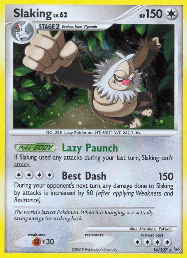 16, Colorless, Fighting[+30], Holo Rare, Holofoil, Platinum: Base Set, Reverse Holofoil Slaking (16/127) [Platinum: Base Set] - Trading Card World