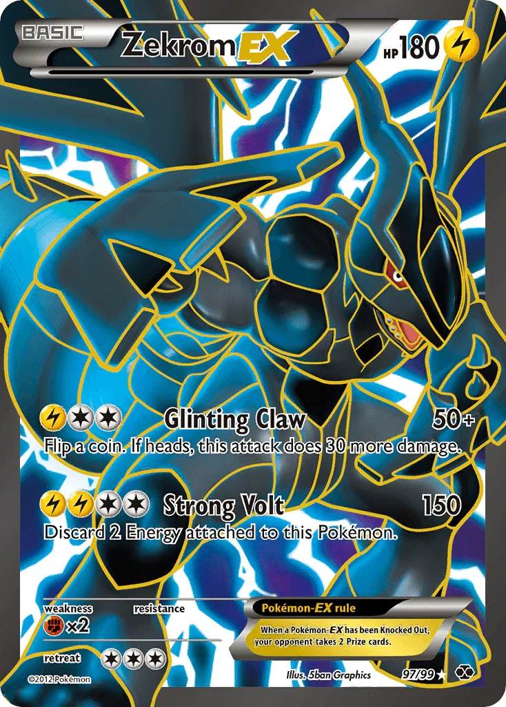 97, Black & White: Next Destinies, Fighting[×2], Holofoil, Lightning, Ultra Rare Zekrom EX (97/99) [Black & White: Next Destinies] - Trading Card World