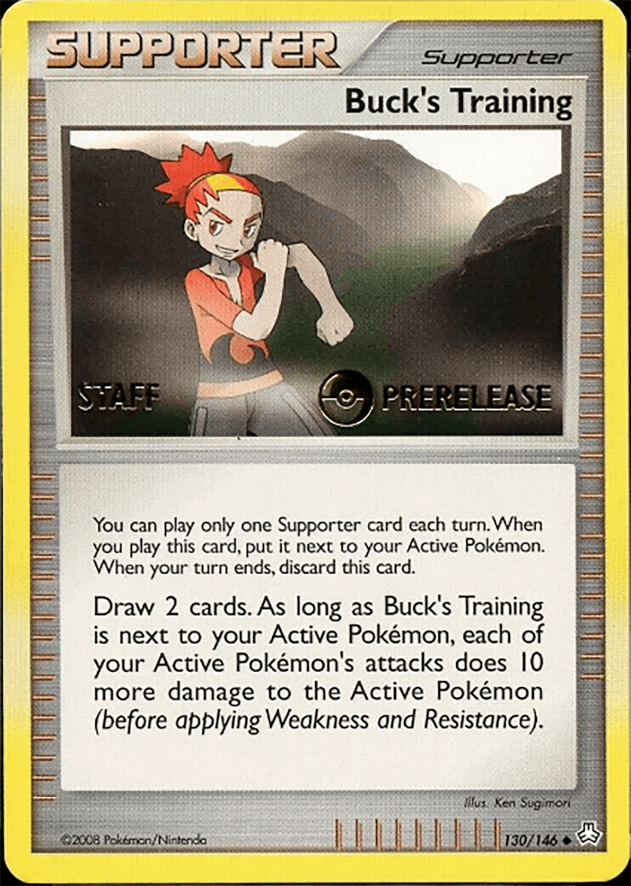 130, Diamond & Pearl: Legends Awakened, Normal, Promo, Supporter Buck's Training (130/146) (Staff Prerelease Promo) [Diamond & Pearl: Legends Awakened] - Trading Card World