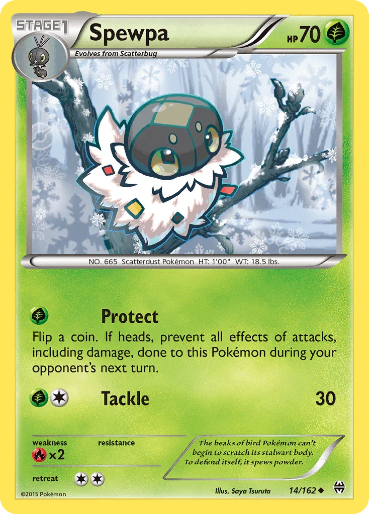 14, Fire[×2], Grass, Normal, Reverse Holofoil, Uncommon, XY: BREAKthrough Spewpa (14/162) [XY: BREAKthrough] - Trading Card World
