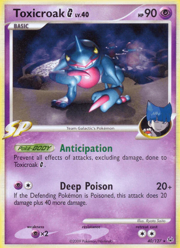 40, Normal, Platinum: Base Set, Psychic, Psychic[×2], Rare, Reverse Holofoil Toxicroak G (40/127) [Platinum: Base Set] - Trading Card World
