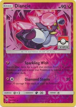 94, Darkness[-20], Fairy, Metal[×2], Promo, Reverse Holofoil, Sun & Moon: Burning Shadows Diancie (94/147) (League Promo) [Sun & Moon: Burning Shadows] - Trading Card World
