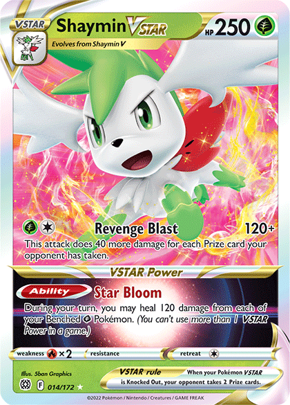 014, Fire [x2], Grass, Holofoil, Sword & Shield: Brilliant Stars, Ultra Rare Shaymin VSTAR (014/172) [Sword & Shield: Brilliant Stars] - Trading Card World