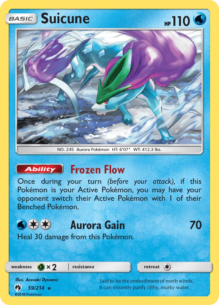 59, Grass[×2], Holo Rare, Holofoil, Reverse Holofoil, Sun & Moon: Lost Thunder, Water Suicune (59/214) [Sun & Moon: Lost Thunder] - Trading Card World