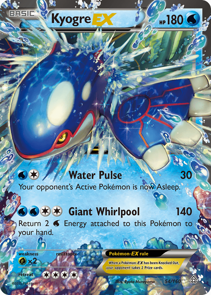 54, Grass[×2], Holofoil, Ultra Rare, Water, XY: Primal Clash Kyogre EX (54/160) [XY: Primal Clash] - Trading Card World